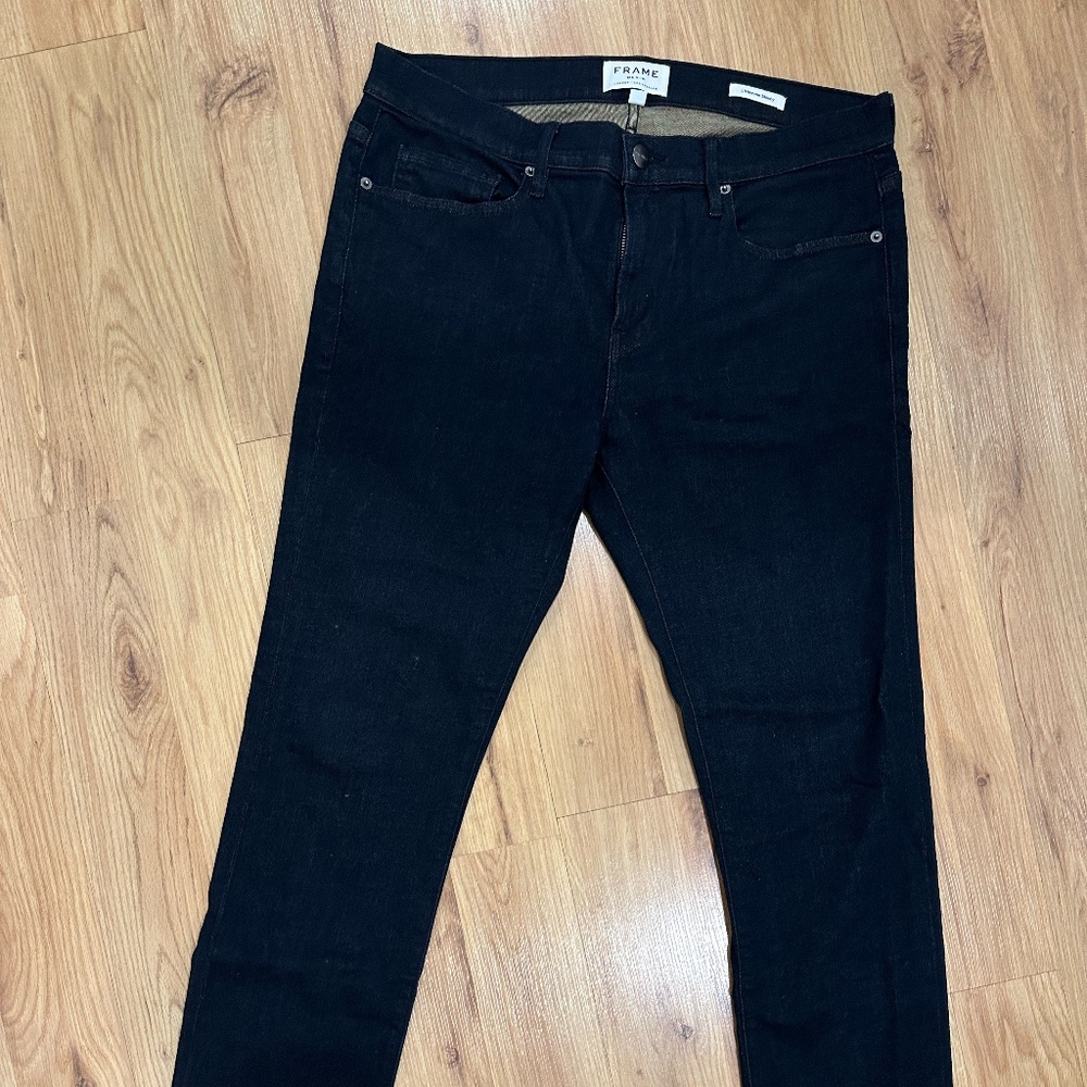 Frame L'Homme Skinny Denim Jeans in Dark Wash